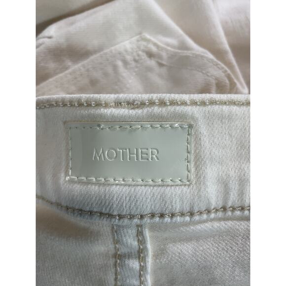 Mother 'Insider' White High Waist Crop Step Hem Denim Jeans Size 25 - Picture 4 of 5